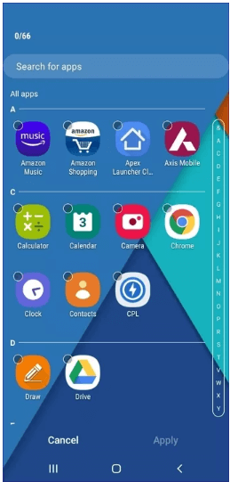 Ocultar aplicaciones en Samsung Launcher 1