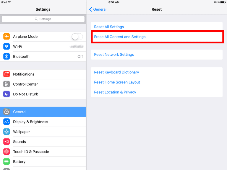 Eliminar todo el contenido y la configuración